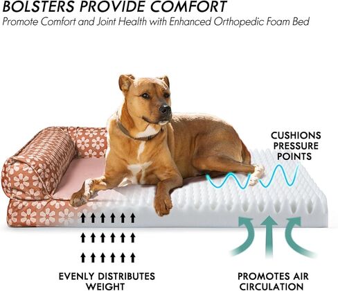 ClevaHome Comfort Orthopedic Dog Bed for Large Dogs - Waterproof Sofa Bed with Removable Bolsters & Washable Cover & Nonslip Bottom, Egg Foam Dog Sofa with Enhanced Head and Neck Support in Kuwait
