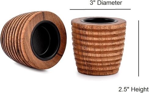 مجموعة حامل شموع من خشب أكاسيا مكونة من قطعتين لعيد الميلاد، والديكور، والزفاف، والحفلات، وأعياد الميلاد، وتزيين العطلات (3 بوصة × 3 بوصة × 2.5 بوصة) in Kuwait
