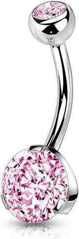 Pierced Owl - 14GA Double Jeweled Prong Set CZ Crystal 316L Stainless Steel Navel Belly Button Ring in Saudi Arabia