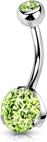 Pierced Owl - 14GA Double Jeweled Prong Set CZ Crystal 316L Stainless Steel Navel Belly Button Ring in Saudi Arabia