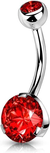 Pierced Owl - 14GA Double Jeweled Prong Set CZ Crystal 316L Stainless Steel Navel Belly Button Ring in Saudi Arabia