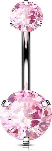 OUFER Titanium Belly Button Rings, Pink Belly Rings for Women, Cute Navel Piercing jewelry, 14G Long Belly Piercing Jewelry Internal Thread in Saudi Arabia