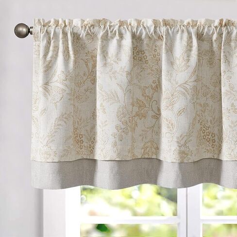 COLLACT Boho Valance Curtain Room Darkening Double Layer Kitchen Valance for Windows Living Room 18 Inch Grey Geometric Stripe Print Window Valance Farmhouse Overlay Valance Rod Pocket 1 Panel Grey in Saudi Arabia