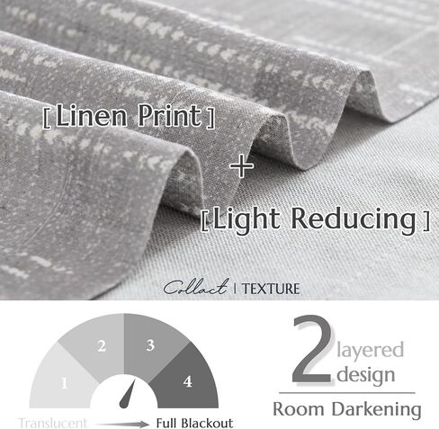 COLLACT Boho Valance Curtain Room Darkening Double Layer Kitchen Valance for Windows Living Room 18 Inch Grey Geometric Stripe Print Window Valance Farmhouse Overlay Valance Rod Pocket 1 Panel Grey in Saudi Arabia