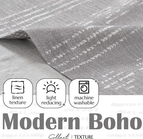 COLLACT Boho Valance Curtain Room Darkening Double Layer Kitchen Valance for Windows Living Room 18 Inch Grey Geometric Stripe Print Window Valance Farmhouse Overlay Valance Rod Pocket 1 Panel Grey in Saudi Arabia