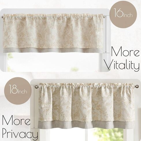 COLLACT Boho Valance Curtain Room Darkening Double Layer Kitchen Valance for Windows Living Room 18 Inch Grey Geometric Stripe Print Window Valance Farmhouse Overlay Valance Rod Pocket 1 Panel Grey in Saudi Arabia