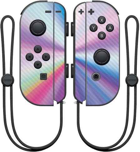 غلاف MightySkins من ألياف الكربون لجهاز تحكم Nintendo Joy-Con - نيون | لمسة نهائية واقية ومتينة من ألياف الكربون | سهل التطبيق والإزالة وتغيير الأنماط | صنع في الولايات المتحدة الأمريكية in Saudi Arabia