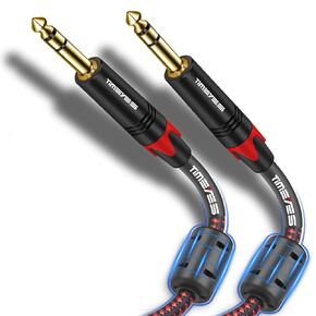 1/4 Inch 6.35mm TRS Cable 6M, TRS Male 6.5mm to 6.5mm Balanced Instrument Cable, Jack 6.35mm(1/4'') Stereo Audio Interconnect Cord for Mixing Console, Speaker, Amplifier Quarter Inch 20FT