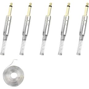 1/4" Audio Plugs 6.35 mm Plug TS Male 1/4'' Solder Type Mono Plug Right Angle Heavy Duty Connector with Buffered Spring for DJ Mixer Speaker Guitar, Phono Patch Cable Microphone Cables (5P)