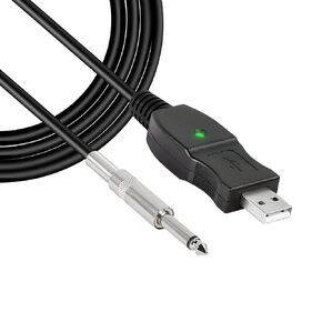 GELRHONR USB Guitar Cable,USB 2.0 Male to 6.35mm (1/4inch) TS Mono Electric Guitar Converter Cable for Guitar to Computer Music Recording-3M/10Ft