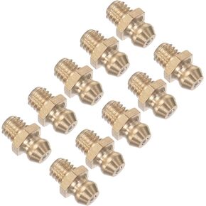 Brass Straight Grease Fitting, | M6x1mm Metric | Hydraulic Grease Nipple - (Applications: for Replacing Missing or Broken Oil Fitting), 10-Pieces