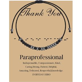 MAOFAED Paraprofessional Gift Teaching Assistant Gift Thank You Morse Code Bracelet for Para Teacher
