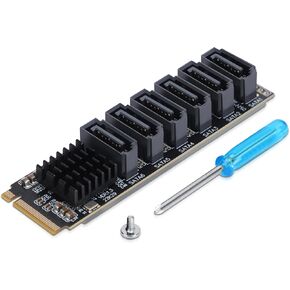 بطاقة محول Gugxiom M.2 إلى SATA3.0، محول ASM1166 M.2 إلى SATA3.0 عالي السرعة 6 جيجابت في الثانية، يدعم 6 أجهزة SATA لتوسيع Thunderbolt، لنظام التشغيل X، لنظام التشغيل Windows، لنظام التشغيل Linux in Kuwait