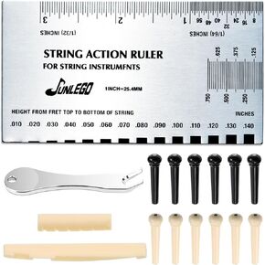 Guitar Action Gauge With Bone Saddle And Nut Guitar String Height Gauge Guitar Ruler String Action Ruler Guitar String Gauge Measuring Tool Guitar String Tool