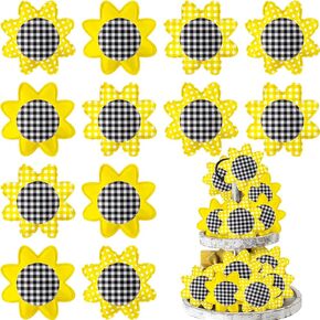 12 Pcs 4.72 Inch Sunflowers Tiered Tray Decor Summer Sunflowers Stuffed Fabric Decoration Sunflowers Table Decor Rustic Farmhouse for Tiered Tray Bowl Fillers Summer Home Supplies in Saudi Arabia