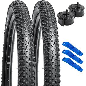 YUNSCM 24" Bike Tires 24 x 2.125/57-507 60TPI and 24" Bike Tubes Schrader Valve with 2 Rim Strips Compatible with Mountain Bike 24x1.75 24x1.95 24x2.125 24x2.25 Bike Bicycle Tires and Tubes (Y-1136)