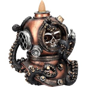 6" Kraken Skull Mechanical Steampunk Backflow Incense Burner