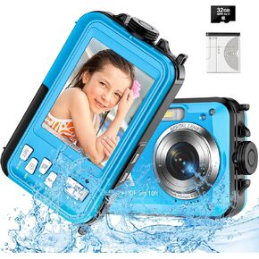 Kids Digital Camera with 32GB Card Waterproof Digital Camera for Kids 10FT 30MP FHD 1080P Compact Portable 16X Digital Zoom Point and Shoot Digital Camera in Kuwait