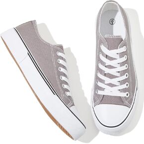 Adokoo Canvas Tennis Shoes for Women Low Top Casual White Black Sneakers for Women Lace Up Fashion Comfortable Walking Shoes