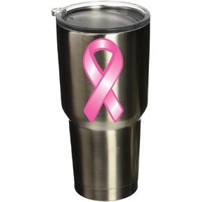5098 Breast Cancer Ribbon 2"x3.6" 2 Pack Ribbon Vinyl Sticker Decal for Yeti Mug Cup RTIC Sic Cup Thermos Cup or Laptop Cell Phone wrap or Hardhat