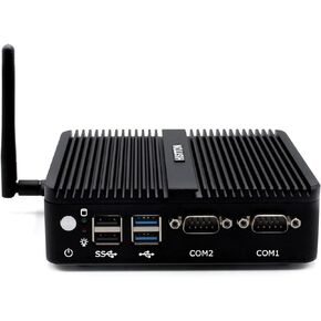 Fanless Mini PC, Industrial PC Celeron J4125, DDR4 8GB RAM 128GB SSD, Micro PC, 2 LAN, WiFi, BT4.0, Industrial Mini PC with 2 RS232 COM, HD/VGA Port, 2X USB3.0, Mini Desktop PC Windows 10 Pro