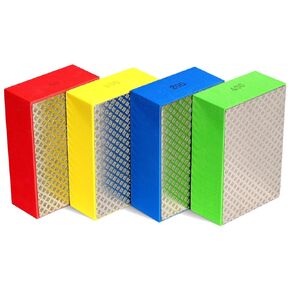 Grit Polishing Pads, Power Polishing Kit Diamond Hand Polishing Pad, 60 100 200 400 Grit Reusable Foam Sanding Block, for Sanding Concrete Glass Stone Tiles Trimming and Deburring Tools (4 Pieces)