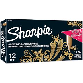 SHARPIE Metallic Permanent Markers, Fine Point, Silver, 12 Count