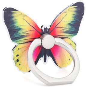 Butterfly Cell Phone Ring Holder Finger Ring Grip Stand 360° Rotation 180° Flip Universal Kickstand Compatible with All Smartphones (Pink)