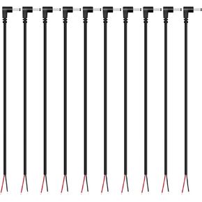 Fancasee (10 Pack) Replacement 3.5mm x 1.35mm 90 Degree Right Angle DC Power Male Plug Jack to Bare Wire Open End Pigtail Power Cable Cord for DC Power Supply Cable Repair