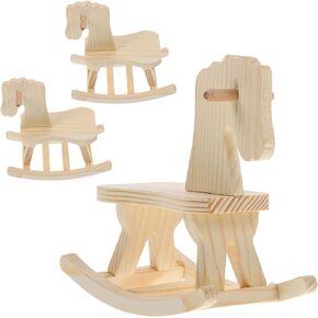 Totority Small Wooden Horse Toy DIY Wooden Horse 3 Sets DIY Wooden Horse Desktop Ornament Rocking Horse Ornament Wooden Horse Handicraft Statue