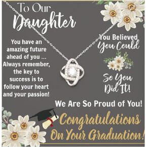 To My Daughter Graduate Pendant Necklace Jewelry Keepsake Gift, Congratulations Graduation Gift for Adult Daughter from Mom Dad Mother Father