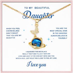 RINHOO FRIENDSHIP To My Daughter Necklace from Mom Dad Moon Star Heart Titanium Steel Birthday Christmas Valentines Day Gifts Jewelry for Daughter