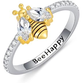 خاتم النحل من الفضة الإسترليني مع خاتم وعد كريستال هدية للنساء والفتيات المراهقات in Kuwait