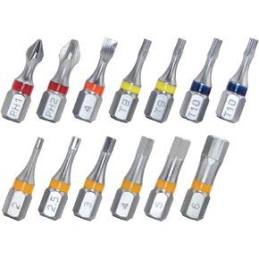 711L Color Coded 13 PCS Hex Bit Set 1/4" - 2 PCS of Torx 9, 2 PCS of Security Torx 10, and Other 9 Bits - Accessary for Bike Motorcycle Maintenance