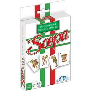Outset Media Scopa - The Traditional Italian Card Game - 3 Games in 1 - Single Deck Travel Sized for 2 or More Players Ages 8 and up