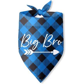 Big Brother Dog Bandanas Baby Announcement Gender Reveal Dog Bandana Buffalo Red Plaid Triangle Bibs Scarf Accessories for Small Medium