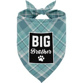 Dog Bandana, Big Brother Dog Bandana, Dog Scarf Plaid Printing, Dog Scarf Accessories, Dog Bandana Pet Scarf, Pet Plaid Scarf Gender Reveal Accessories, Dog Bandana Gift for Small Medium Large (A50)