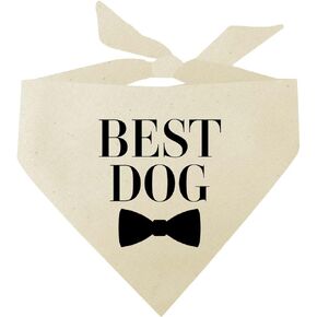 Best Dog Best Man Bridal Party Wedding Dog Bandana (Natural, XS 932)