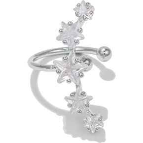 Crystal Stars Climber Ear Cuff Earring for Women Girls Cartilage Cubic Zirconia Lucky Star Non Piercing Clip On Wrap Cuffs Crawler Earrings Huggie Hoops Dainty Jewelry Gifts Birthday