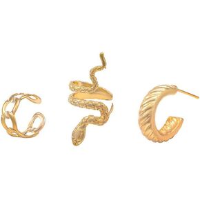 Ear Cuff Earrings Snake Earrings for Women C Shape Crystal Non Piercing Clip on Earrings Snake Ear Cuff Clip Wrap Earrings Non Piercing Cartilage Cuff Earrings Gothic Jewelry Gifts