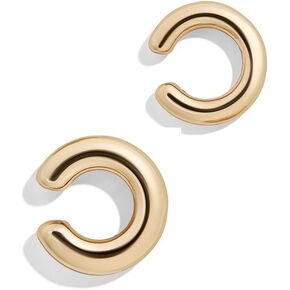 Chunky Ear Cuff Clip on Earrings Gold/Silver Cartilage Non Piercing Thick Round Huggie Fake Earring for Women Girls Hypoallergenic Trendy Jewelry