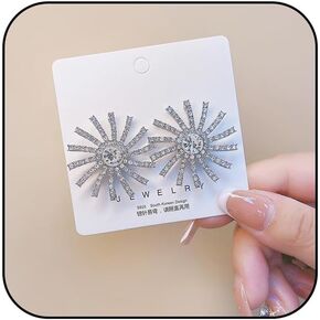Vintage Rhinestone Angel Wing/Star/Flower Stud Earrings for Women,Exaggerated Ear Cuff Earrings Shiny Dainty Crystal Statement Earrings Wedding Party Jewelry Gifts