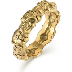 Mens Punk Skull Rings,Stainless Steel Gothic Skeleton Rings for Men, Size 7-12
