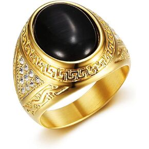 ICED OUT Black Oval Stone Ring for Men Stainless steel ring CZ diamond Ring for Men Iced Out Jewelry for Men rings for Christian Heavy Metal ring Party