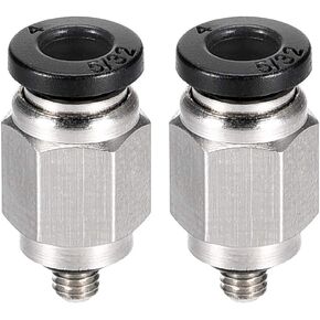 uxcell Straight Pneumatic Push To Quick Connect Fittings M3 Male x 4mm Tube OD Silver Tone 2pcs