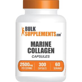 BulkSupplements.com Marine Collagen Capsules - Collagen Supplement, Collagen Peptides Capsules, Marine Collagen Pills - Gluten Free, 5 Capsules per Serving, 60-Day Supply, 300 Capsules