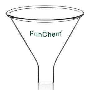 Glass Powder Funnel, Short Stem Funnel with Heavy Wall Borosilicate Glass and a Top Diameter of 50 mm
