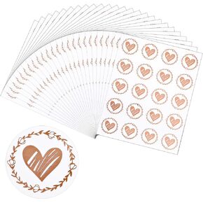 Envelope Seal Stickers, Teaaha 500 PCS Clear Rose Gold Heart Stickers 1.25 Inches Round Sealing Love Sticker for Wedding Invitations Greeting Cards Gifts Valentine's Day Bridal Shower(Rose Gold) in Saudi Arabia