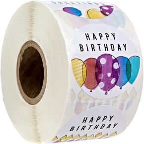 Modern, Vibrant Watercolor Birthday Stickers / 6 Bright Birthday Designs / 500 Colorful Rainbow Birthday Labels / 1.5" Happy Birthday Envelope Seals