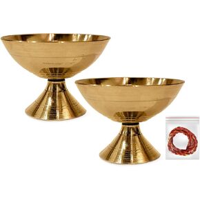 مجموعة Satvik مكونة من قطعتين من مصباح زيت الزينة المصنوع يدويًا من النحاس Pyali Diya Deepak Payali Deepam Kutthu Vilakku هدية الإرجاع الهندية لمنزل جديد in Kuwait